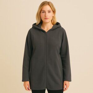 Mondetta Women's Charcoal Full Zip Fleece Hooded Jacket Size Large